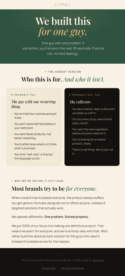 CLiYRA welcome email — who it&rsquo;s for, and who it isn&rsquo;t